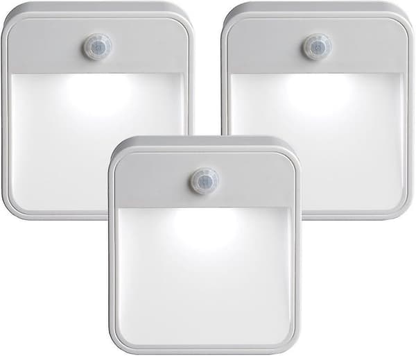 Batteridriven rörelsesensor LED-nattlampa, 3-pack, vit, 3 st