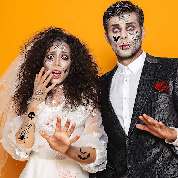 Halloween Hämähäkki Kasvotatuoinnit Hämähäkinseitit Väliaikaiset tatuoinnit Olkapää Käsivarsi Selkä Vartalotaide Tarra, 12 Arkkia