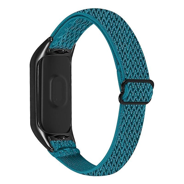 Stretchig nylon anti-scratch justerbar handledsrem för Xiaomi Mi Band 3/4, med svart klockram Cyan