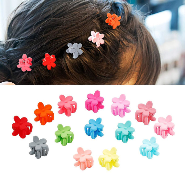 50 st färgglada minihårkloklämmor Klämmor Tillbehör för baby Dekorativ bulle tunt hår, olika färger (blomstil )