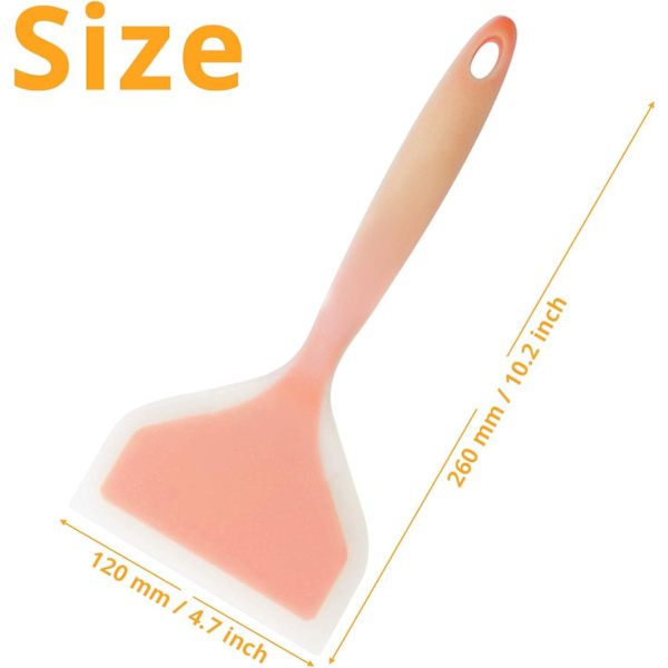 Silikonspatel pannkaksspade omelettspatel vändare för ägg fisk pannkaka pizza och biff bred mjuk pizzaspade non-stick värmebeständig kök Clear Orange Large