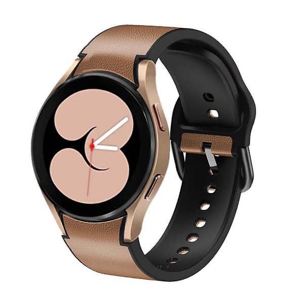 20mm nahkapäällysteinen ranneke Galaxy Watch4/5/6 40mm 44mm/Watch6 Classic 43mm 47mm/Watch 5 Pro 45mm -kelloille Brown
