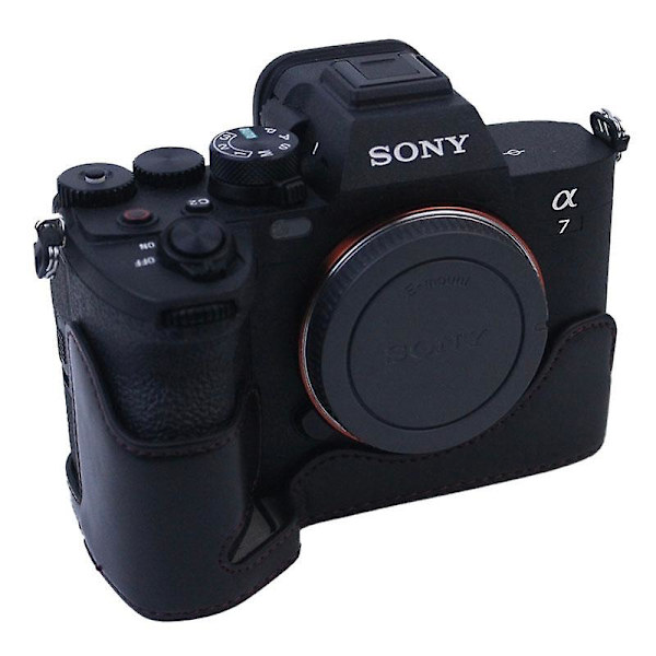 PU-nahkainen kameran pohjakotelo, suojaava puolikotelo Sony A7M4/A1/A7S III/A7S3/A7R5 -kameroille Black