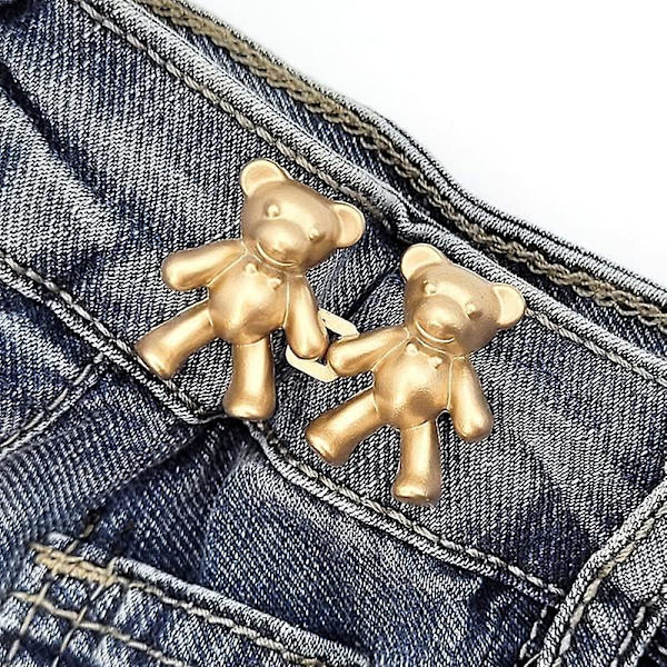 4 stk. Taljeknap, Sød Bjørn Sy-fri Taljeknap, Justerbar Taljestrammer Metal Taljeknap til Kvinder Nederdel Bukser Jeans (b-4 stk.)