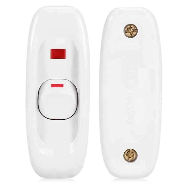 Ledningsbryter med vippe for lampe, ledningsbryter, lampebryter, inline av/på-bryter, 2 stk. 250V 10A inline av/på bordlampe ledningsbryter