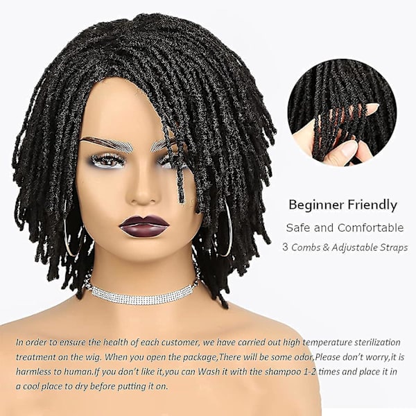 Kort Dreadlock Peruk Flätade Peruker För Svarta Kvinnor Korta Afro Dreadlock Peruker För Svarta Kvinnor Och Män