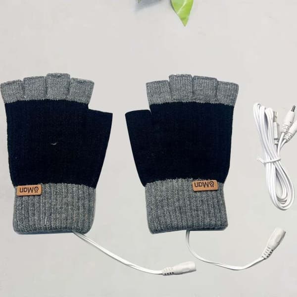 1 stk. USB Varmehandsker Strikkede Farvematchende Voksen Studerende Halv Finger Varmehandsker