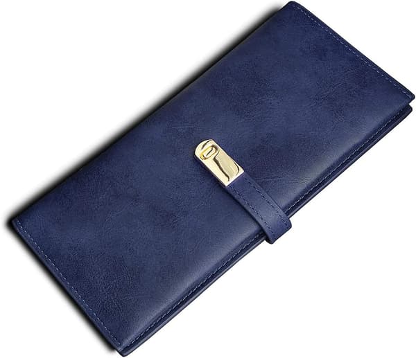 Dam Slim Plånbok RFID Damplånböcker Lång Bifold Tunn Slank, Magnetisk Stängning