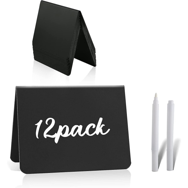 12st Mini svarta tavla skyltar för mat, reserverade bordsskyltar, lätt att skriva och radera, små tavla skyltar för små krita, matetiketter för festbuffé