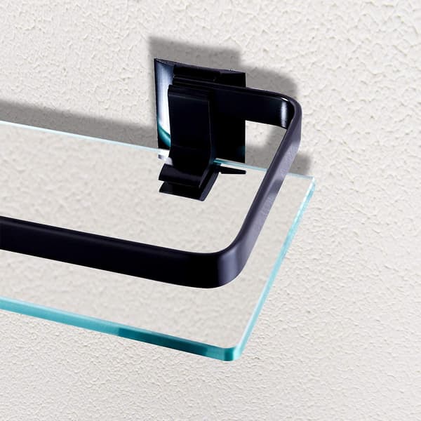 Klar Glas Badeværelsesvæghylde, Badeværelseshylde, Badeværelses Shower Organizer (sort)