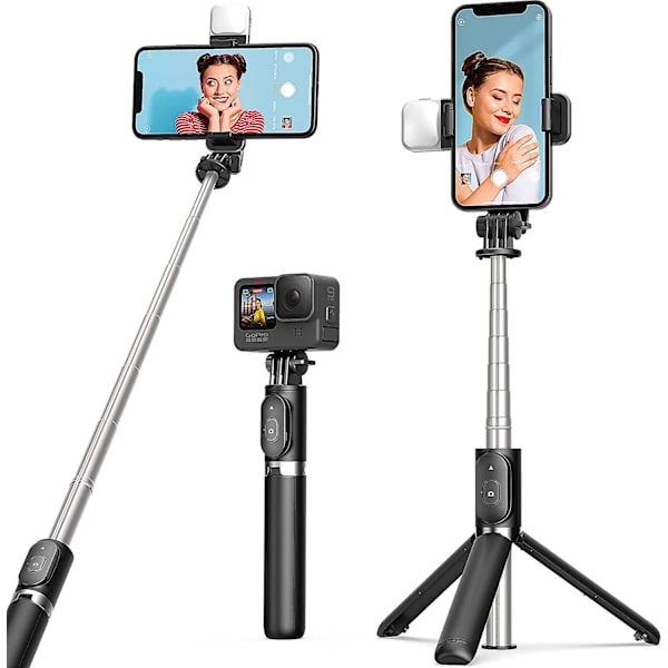Selfie Stick Stativ Med Fill Light Telefon Stativ Stativ Med Fjärrkontroll