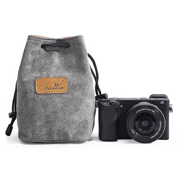 Stötsäker bärväska med dragsko för Canon Nikon DSLR kameraväska Square Grey