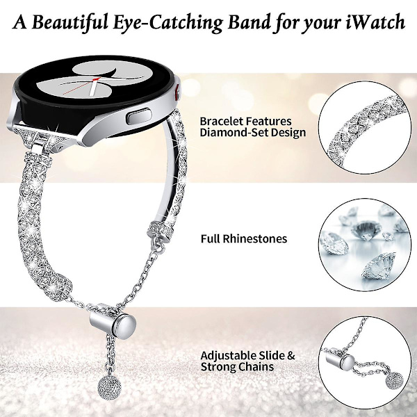20mm kellon ranneke Samsung Galaxy Watch 6 40mm 44mm:lle, kuparinen rannekoru Silver