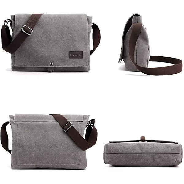 Herre Skuldertaske, simpel Canvas Messenger Taske Herre Skoletaske. Acsergery (sort) Gave