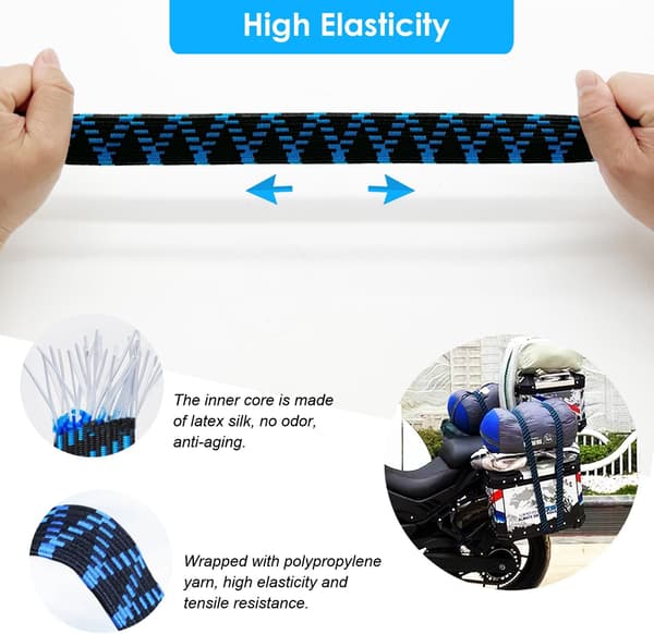 Bungee Cords Remmar med Krokar - 2m 4-pack Justerbar Elastisk Bungee Cord Kraftiga Bungee Remmar