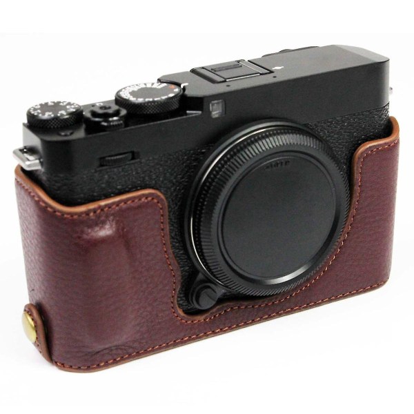 Kameraväska i äkta läder Case Cover med batteriöppning för Fuji X-E4
