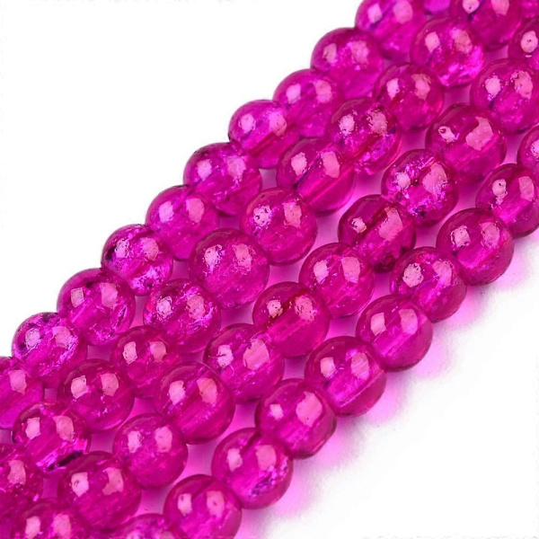 1 Säie Rosoista Lasista Helmiä Pyöreä Fuksia 4mm Reikä: 1.1~1.3mm noin 200kpl/säie 31.4 tuumaa