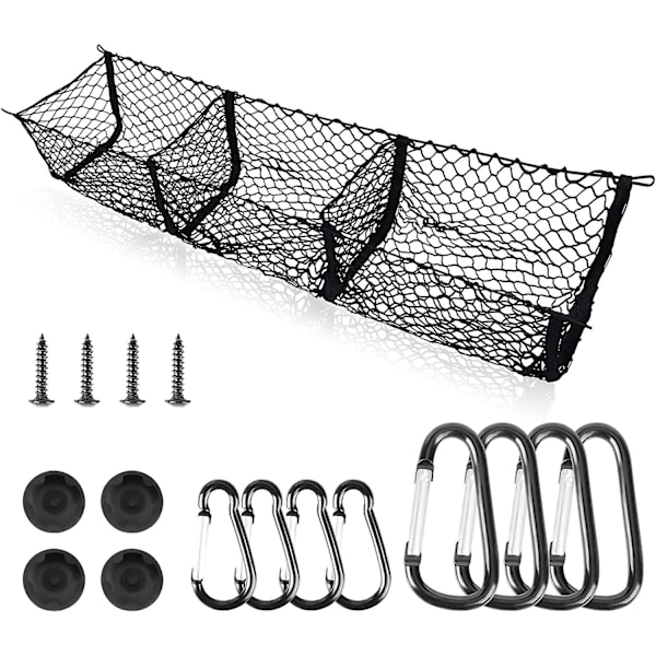 Uppgraderbar avtagbar lastnät bagageutrymmesorganisatör för Ford/dodge/gmc/chevy Silverado/toyota/nissan/honda och pickup, 43\" nätförvaringsnät tung D