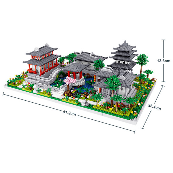 Kina De klassiske hagene i Suzhou Samling Berømt Arkitektur Modell Byggekloss Sett (3930 stk) Mikro Mini Klosser Leker Gaver