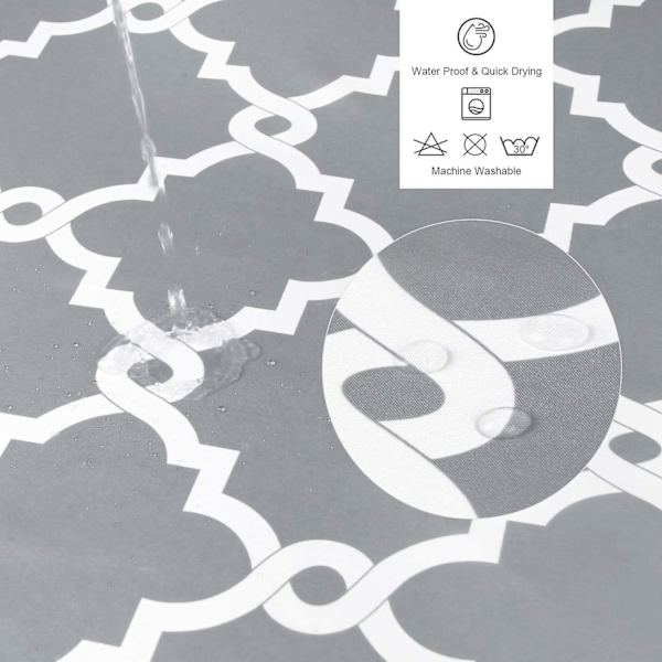 Bruseforhæng, Badeværelsesforhæng med 12 Kroge, Vandtæt Polyester Grey Geometric