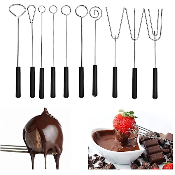 10 stk Sjokolade Gaffel Rustfritt Stål + Pp 20cm Rustsikker Ostegaffel Sjokolade
