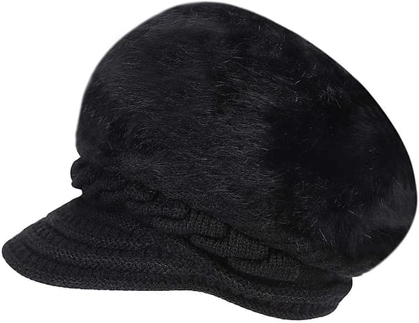 Dame Jenter Spiss Lue Hatt Visir Beret Vinter Termisk Baker Boy Caps
