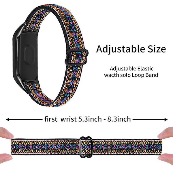 Stretchig nylon anti-scratch justerbar handledsrem för Xiaomi Mi Band 3/4, med svart klockram Style 5