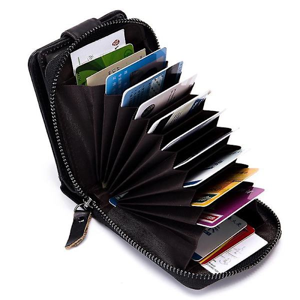 Plånbok i toppskiktsläder med RFID-blockeringsfunktion Black
