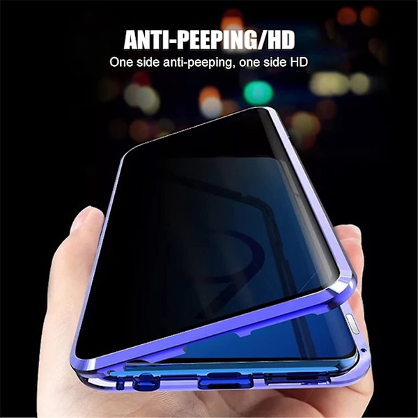 Privacy Magnetiskt Metall Bumper Anti-spion Klarfodral Kompatibelt Med Samsung Galaxy S22 S22+ S22 Ultra Purple S22 Plus