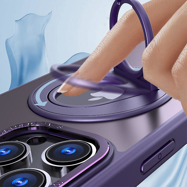 Magsafe-kotelo yhteensopiva iPhone 15 Pro:n kanssa, ohut PC iskunkestävä himmeä takakansi näkymättömällä magneettisella rengastelineellä Purple For iPhone 15 Pro