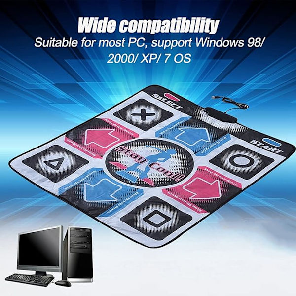 Dansemåtte, skridsikker 93 x 83 cm danse trin dansemåtte danse tæppe med USB til PC understøtter Windows 98/2000/XP/7 OS