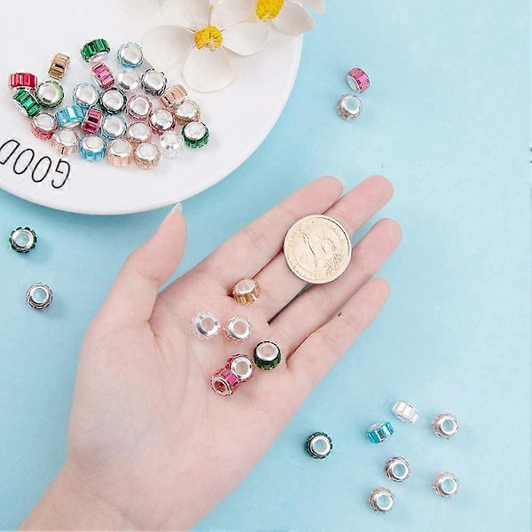 1 Laatikko 100kpl Hiottuja Lasisia Eurooppalaisia Helmiä Sekavärisiä Isoaukkoisia Rondelle Pylväshelmiä Korujen Valmistukseen; 10mm Halkaisijaltaan Reikä: 5mm