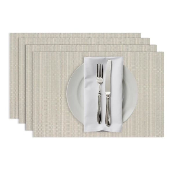 4-delt bordmatte, varmebestandig bordmatte, kjøkkenbordmatte, varmebestandig vaskbar matte, for festbuffetmiddag Beige