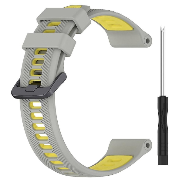 22mm Twill Tofarget Håndleddsrem Silikon Klokkereim For Garmin Forerunner 965/955/945/935/745 Grey Yellow