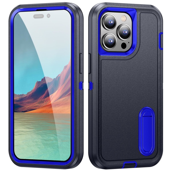 Case kompatibelt med Iphone 15 Pro Max, Heavy Duty militärt anti- cover med osynligt stöd Blue For iPhone 15 Pro Max