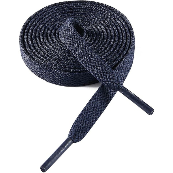 Flate Skotråder 8mm Brede Skotråder For Sneakers  Premium Trener Skotråd  Erstatninger For Sportskotråder Navy Blue 35-  ( 90 cm )