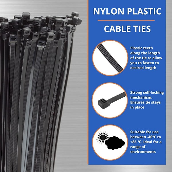 Små Lilla Kabelbinder, 100mm X 2.5mm, Bulkpakke Med 1000, 4\" Premium Nylon Black 100mmx2.5mm
