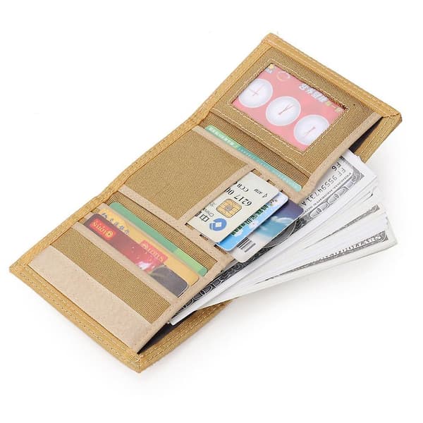 Herr Trifold Slitstark Canvas Plånböcker Kontanter Myntficka Kortväska