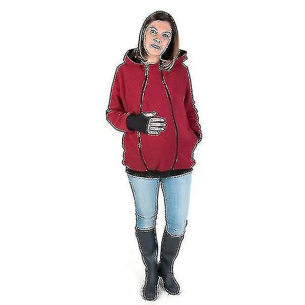 Miman Baby Carrier Hoodie Mamma Baby Coat Gravid Jacka Hållande Baby Sweatshirt Red M