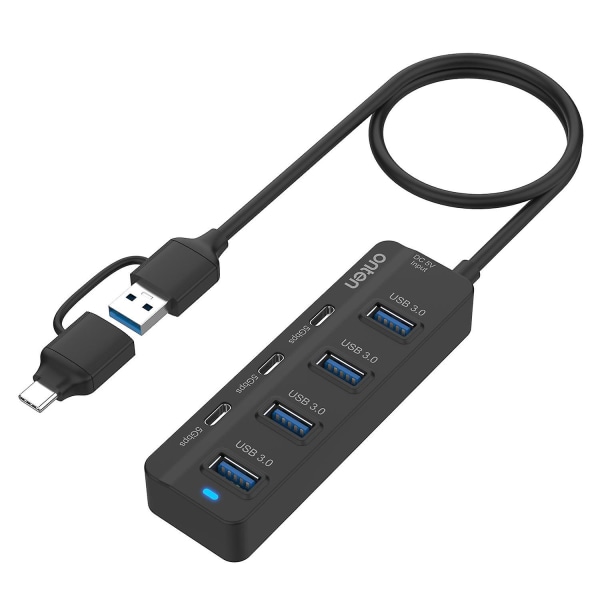7-i-2 USB/Type-C HUB-adapter 4 USB 3.0 + 3 USB-C Dockningsstation 5 Gbps datakonverter