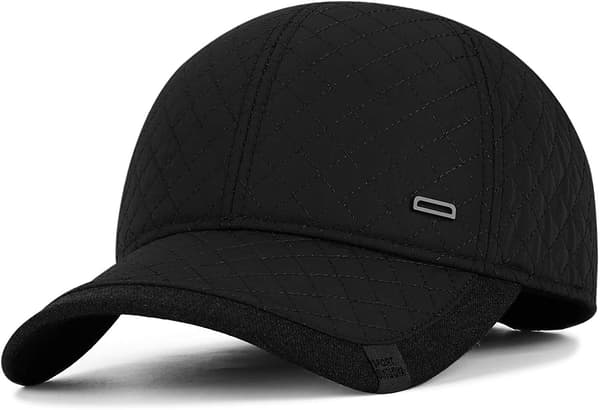 Vinter Baseball Mössa Med Öronlapp Trooper Trapper Mössa Bomber Mössa Termisk Ull Baseball Kepssport Mössa Utomhus Black
