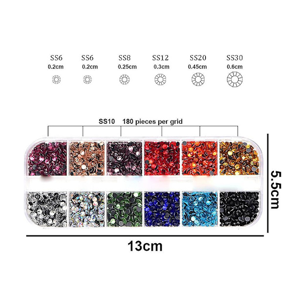 Flate baksiden Rhinestones Krystall Flatback Gems Runde Krystall Rhinestones For Håndverk mixed color