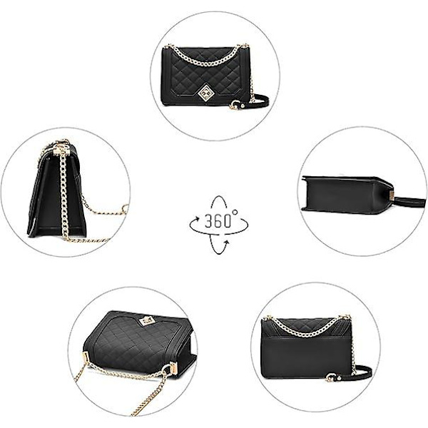 Svart liten crossbody-väska för kvinnor PU-läder damhandväska kedja axelväska budväska axelväska axelväskor