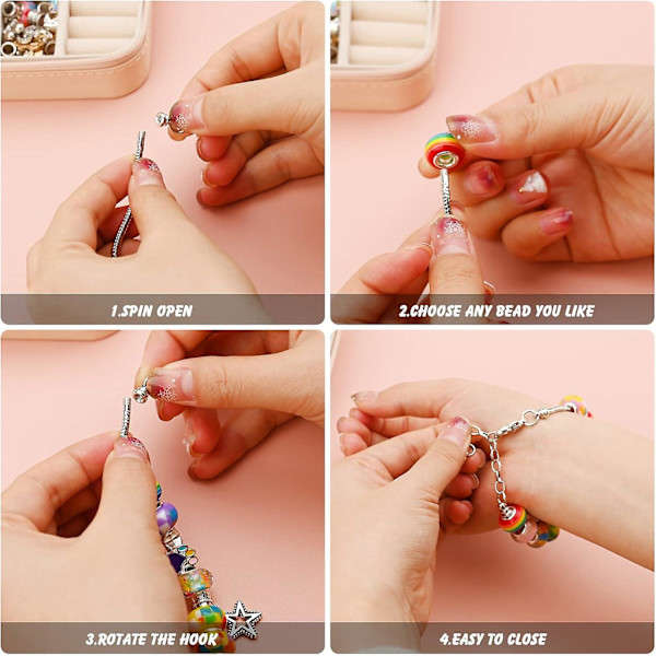 Pige Charme Armbånd Fremstillingssæt: Sjov DIY Gave Til Børn
