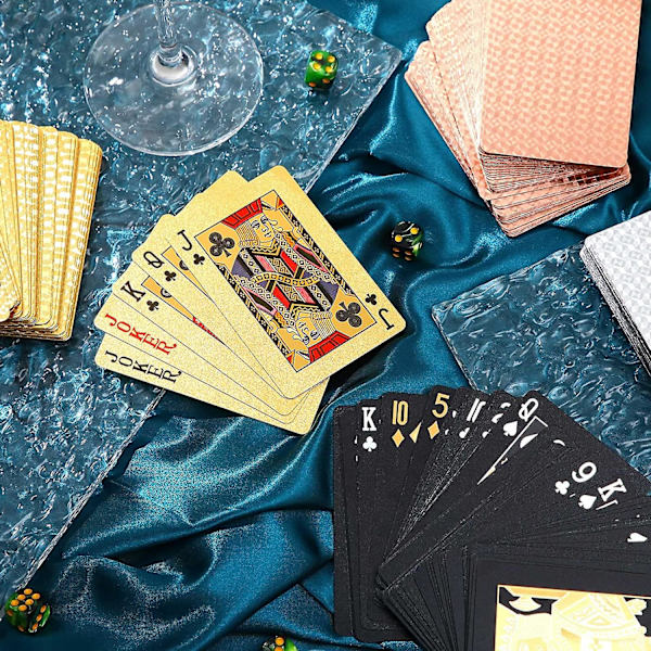4 Lekar Spelkorts Folie Pokerkort Lekar 24 K Guld Diamantfolie Pokerkort Guld Spelkorts Folie Vattentäta Spelkorts Vattentäta Pl