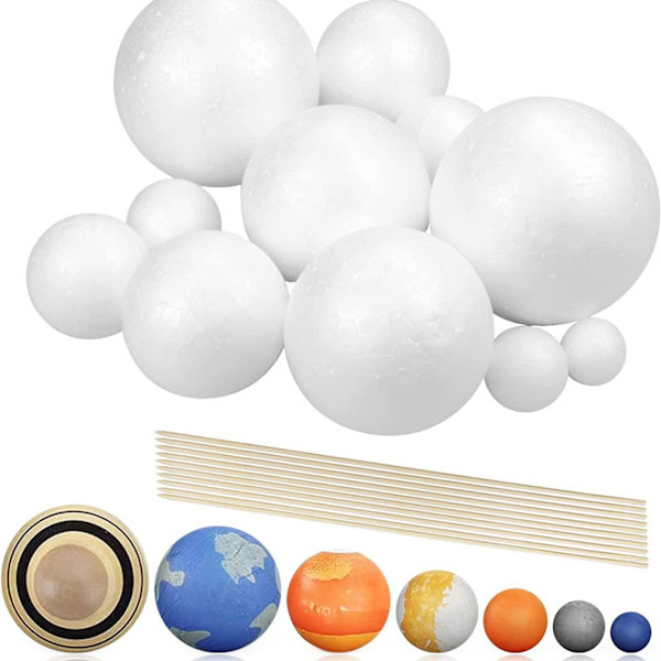 Sol System Projekt Kit, Planetmodel Håndværk 14 Blandede Størrelser Polystyren Kugler