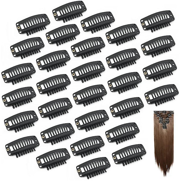 Klämmor för peruker, 9 tänder, 30-pack