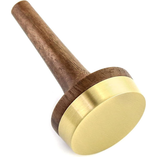 Ringsholder i tre for smykker, svart valnøtttre med messingstativ, moderne utstilling, gave til bryllup og jubileum
