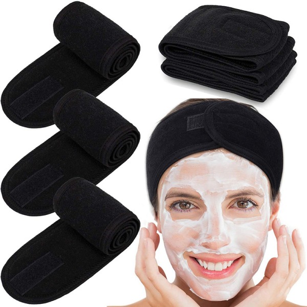 30-pack Spa Pannband Spa Ansikts Pannband Spa Pannband Bulk för att tvätta ansiktssmink Pannband för dusch Badkar Sport Wrap black
