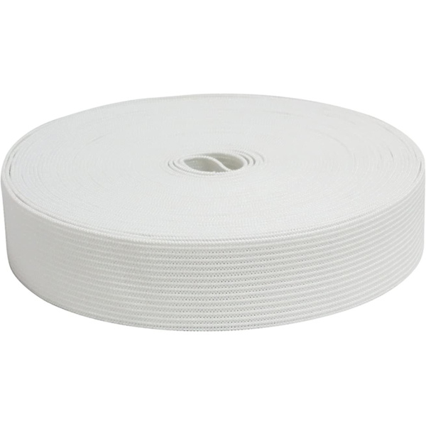 1\" bred 10 meter lång vit fjäderliknande stretchig stickning elastiskt band spole med hög elasticitet